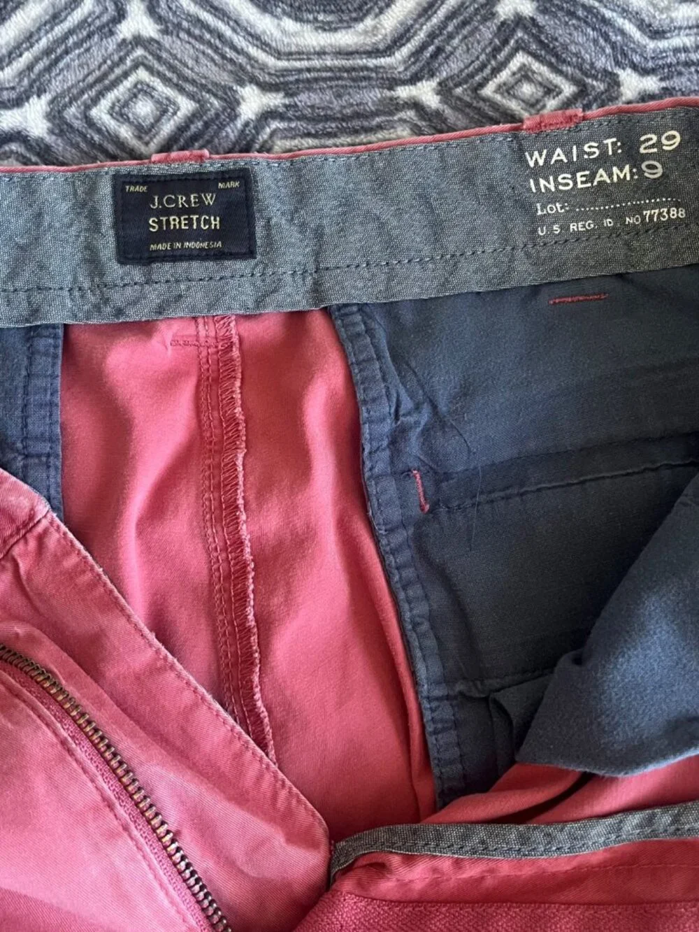J. Crew Men's Stretch Chino Shorts Pink Size 29x9